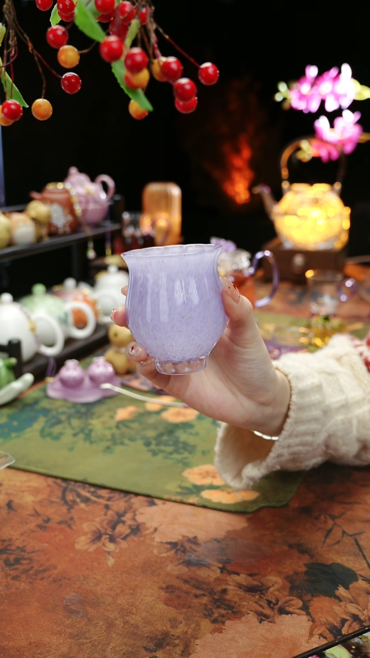 【闪购商品】紫色水晶琉璃水仙主人杯110cc