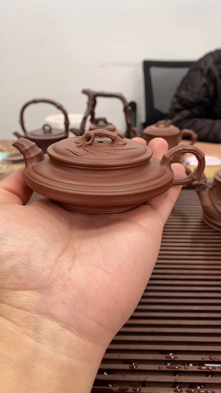 茶壶紫砂福利竹节扁腹100毫升