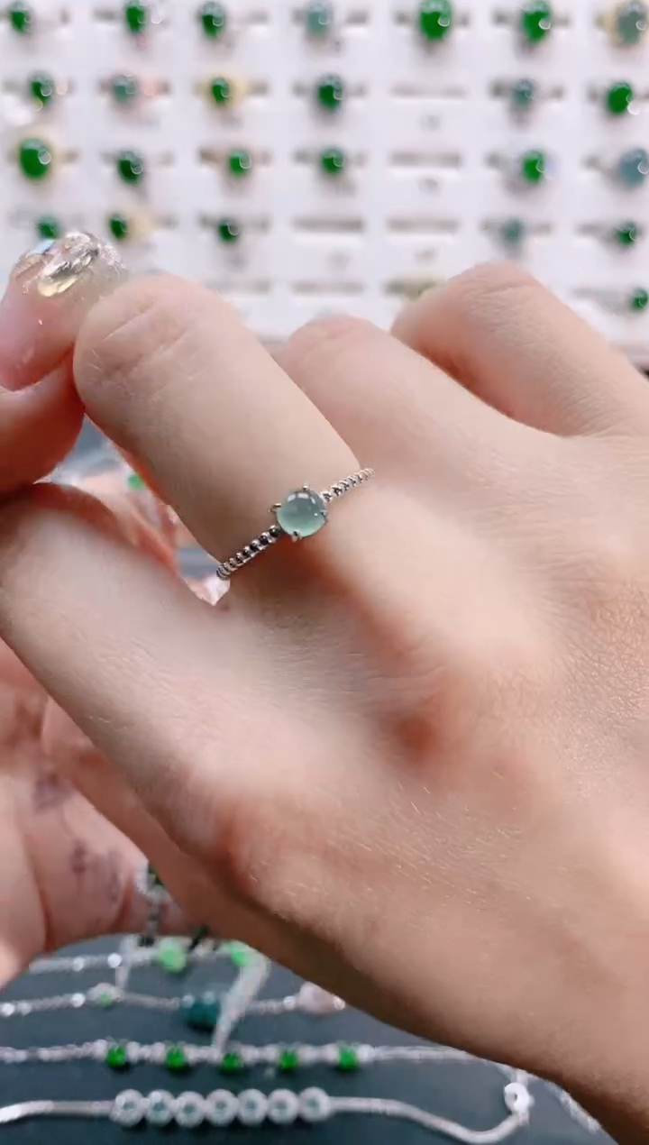 【闪购商品】翡翠戒指银S925镶嵌天然翡翠