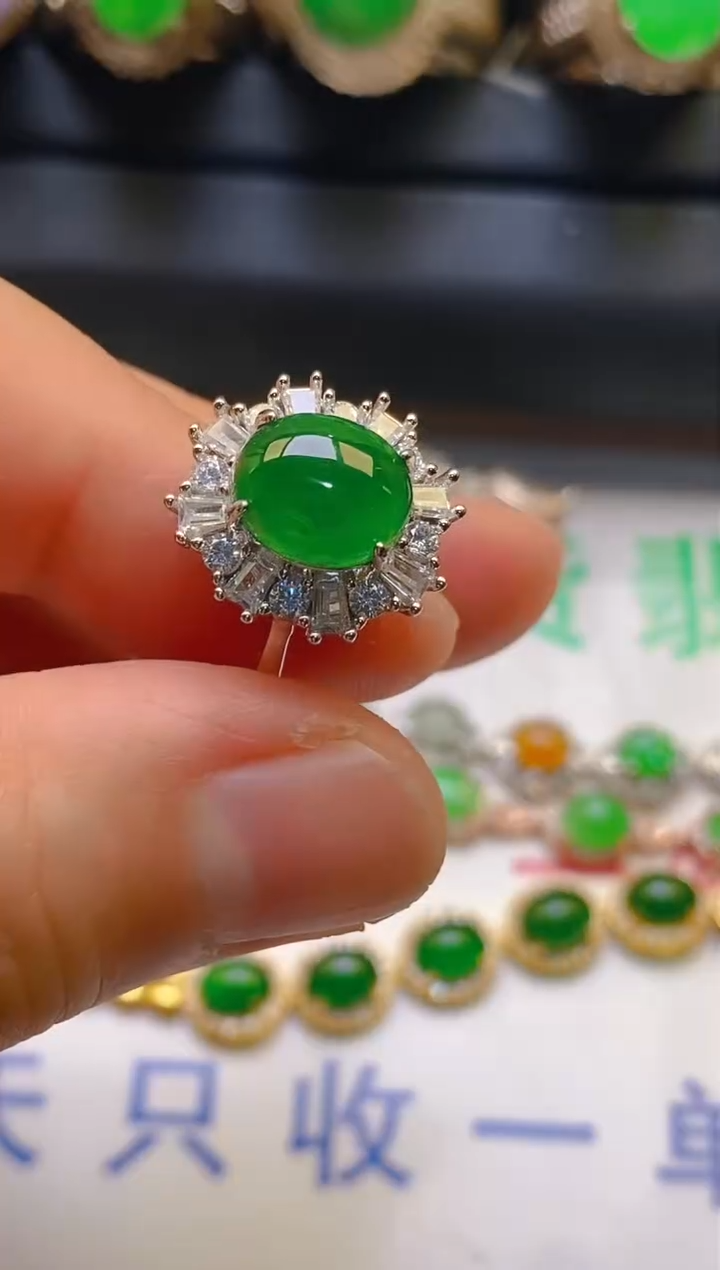 【闪购商品】翡翠耳饰银S925镶嵌天然A货翡翠1