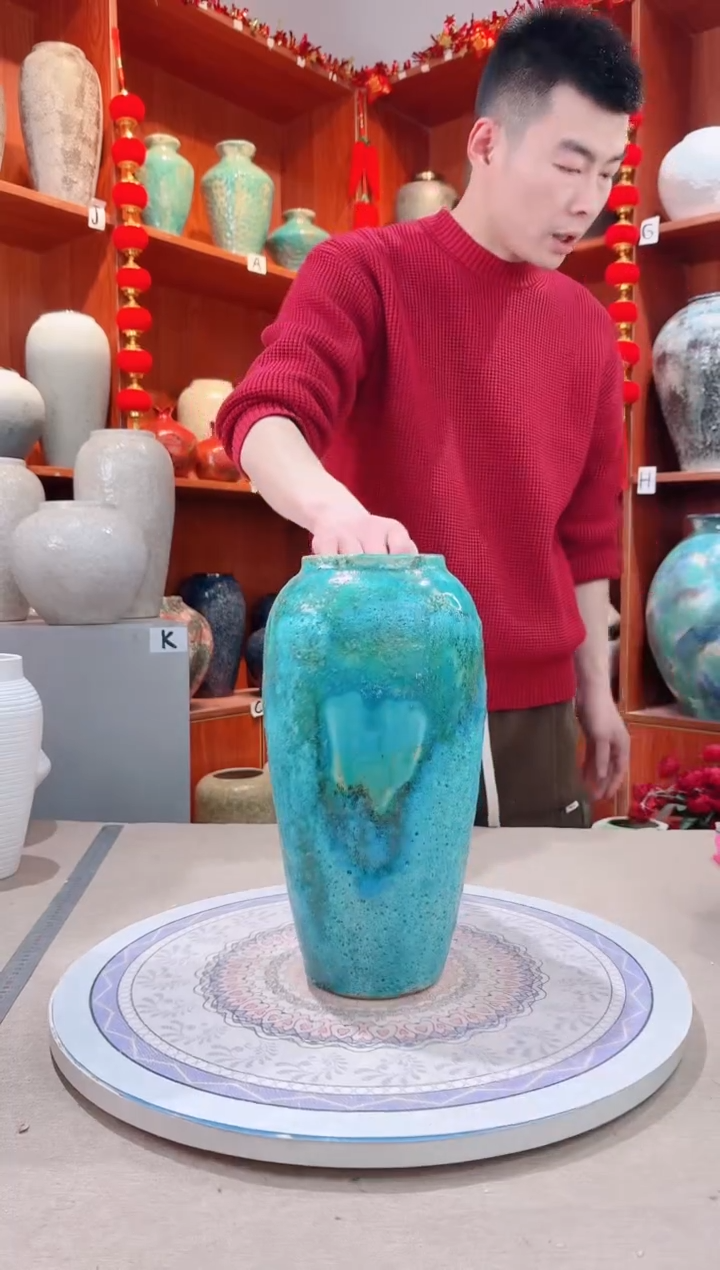 【闪购商品】瓶陶瓷花瓶 无花 微瑕 草原绿大号