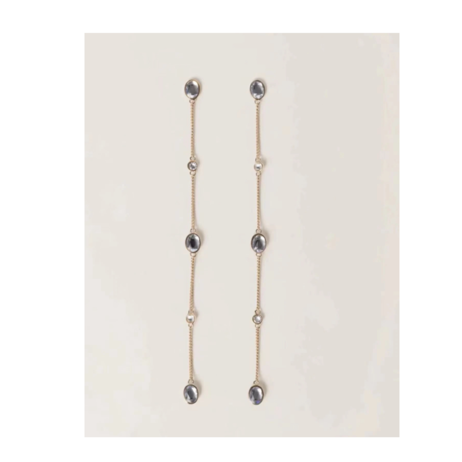 未使用 MIU MIU/缪缪 花花特价 MIUMIU 耳环 仿水晶 金属 耳环