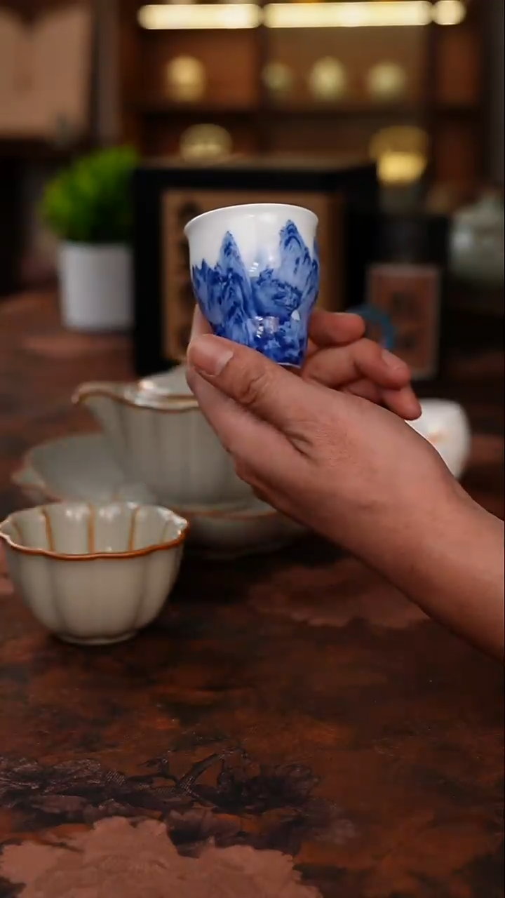 蓝色山水葫芦杯111111111