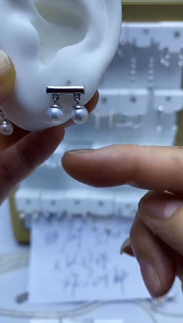 银S925镶嵌耳饰淡水珍珠140