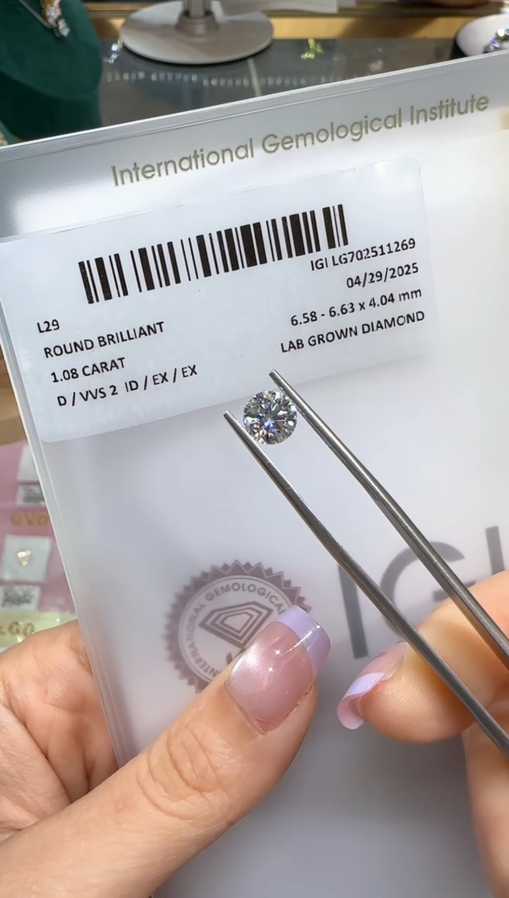 实验室培育钻石裸石未镶嵌@1.08 ct 先鉴赏，再定制！