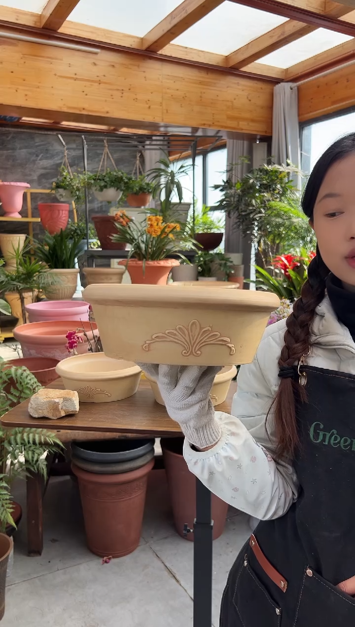 25.4*9.2/TA25【3只装】象牙色浮雕纹理花盆