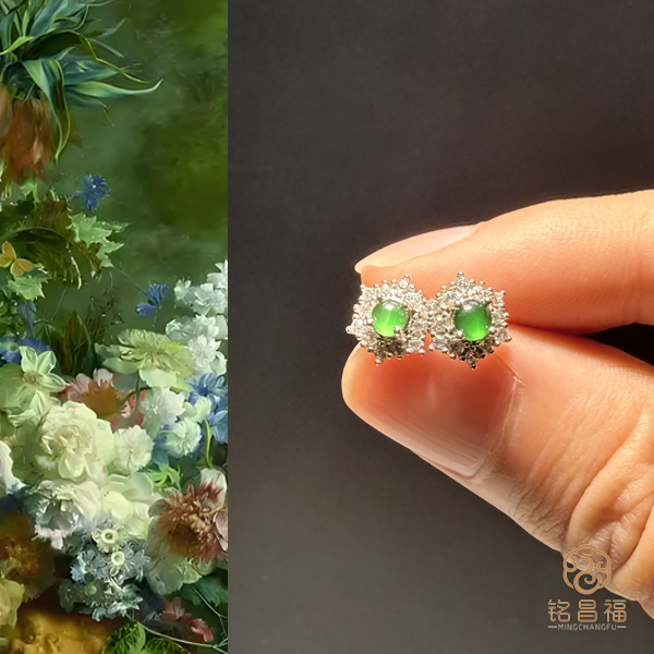 【宠粉福利】精品纯天然真品翡翠耳钉（无暇）4412-19