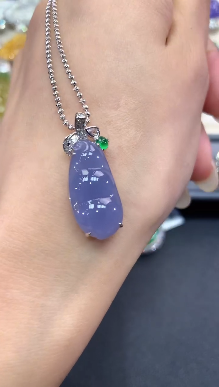 【闪购商品】翡翠吊坠(不含链)18K金镶嵌w35紫货有色差