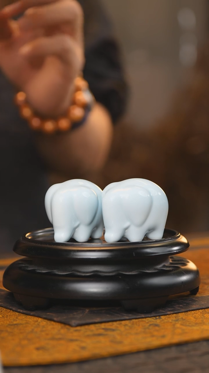 6柴房陶瓷柴烧小象茶宠 随缘发两只