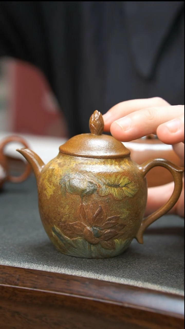 【闪购商品】紫砂茶壶国风油画花花壶