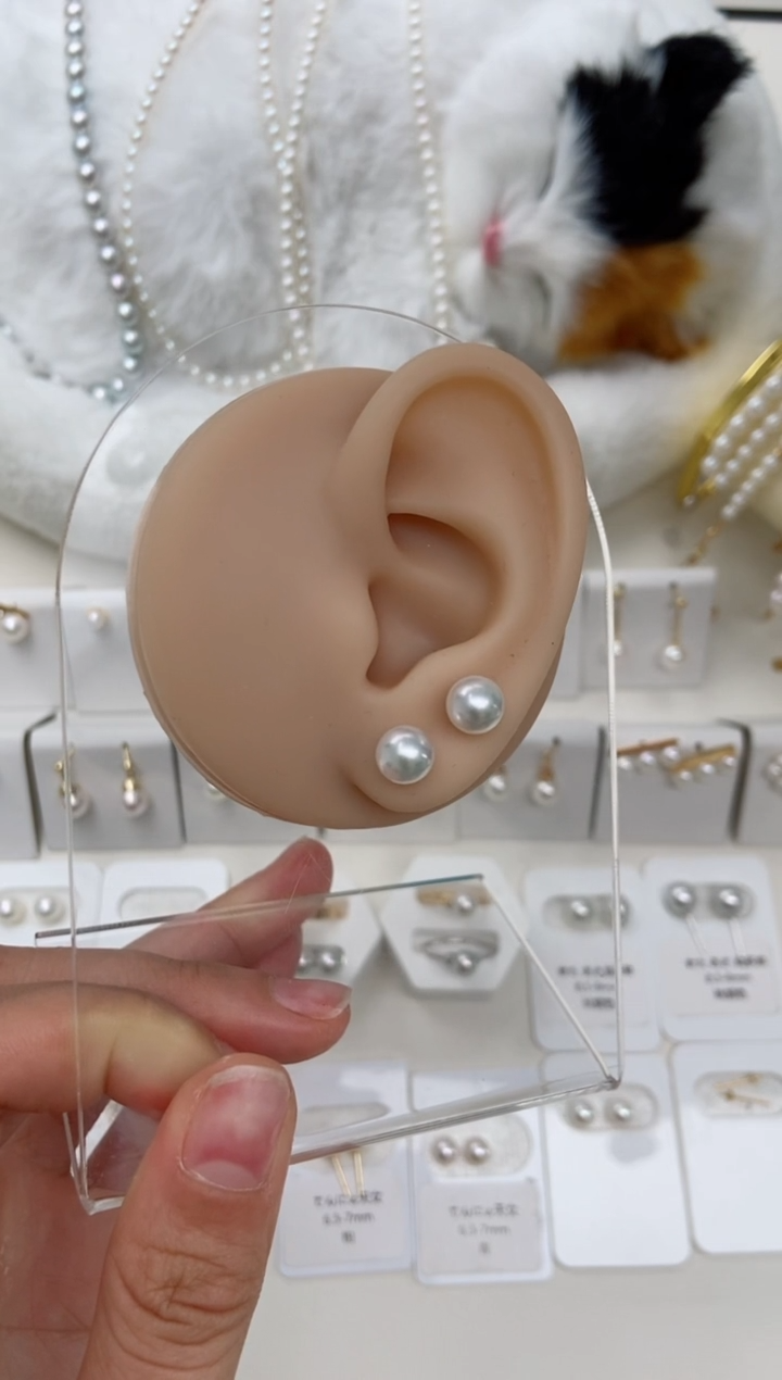 【闪购商品】海水珍珠耳钉18K金镶嵌7-7.5MM