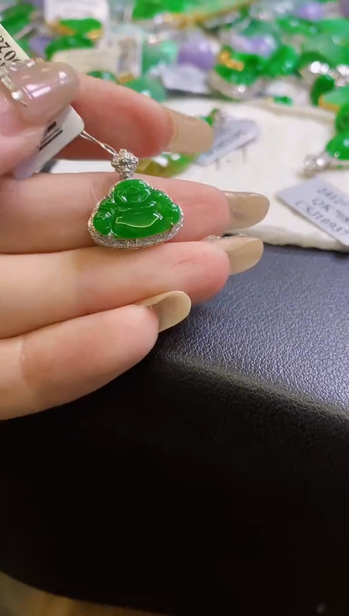 【闪购商品】定制翡翠18K金镶嵌佛公