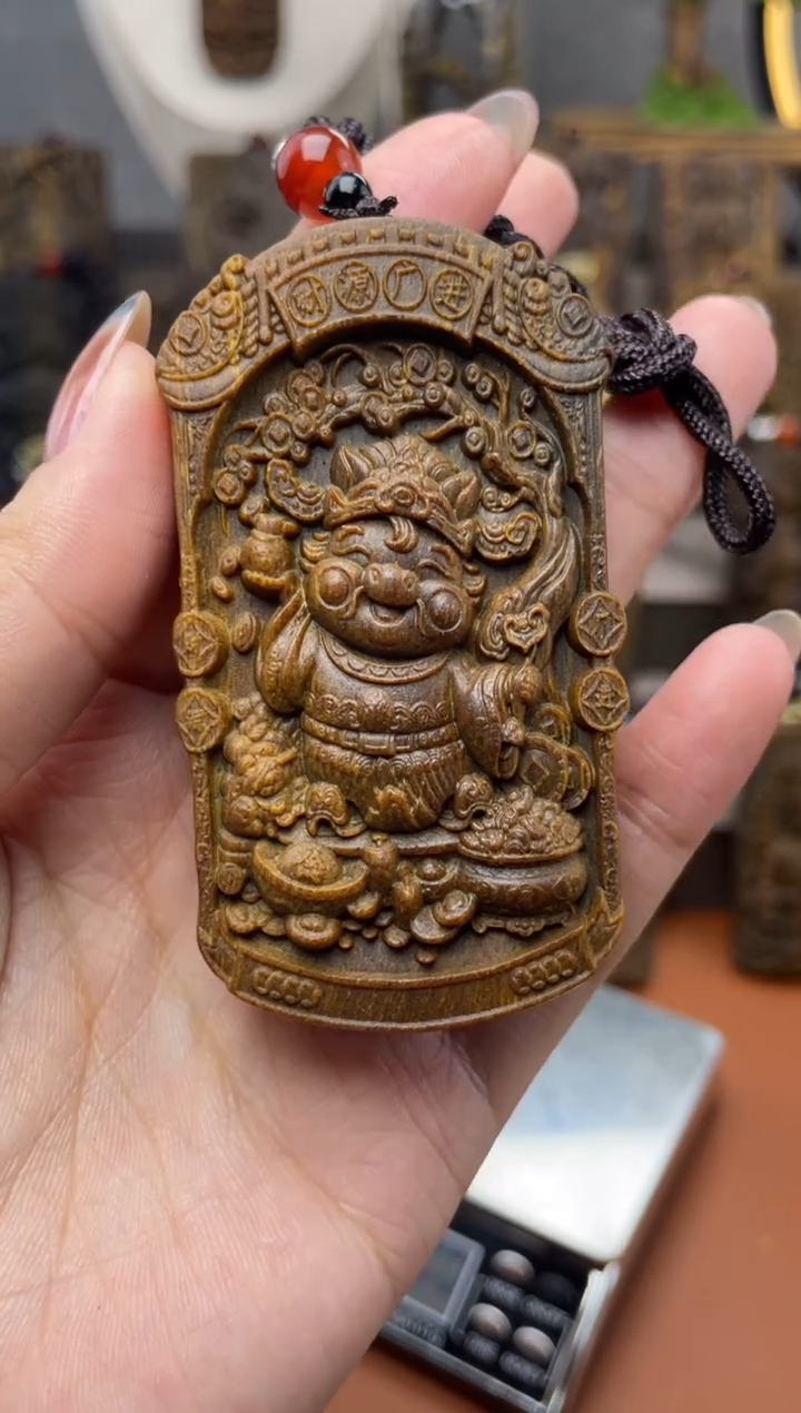 木木雕款芽庄 马年财神7cm送养香瓶 