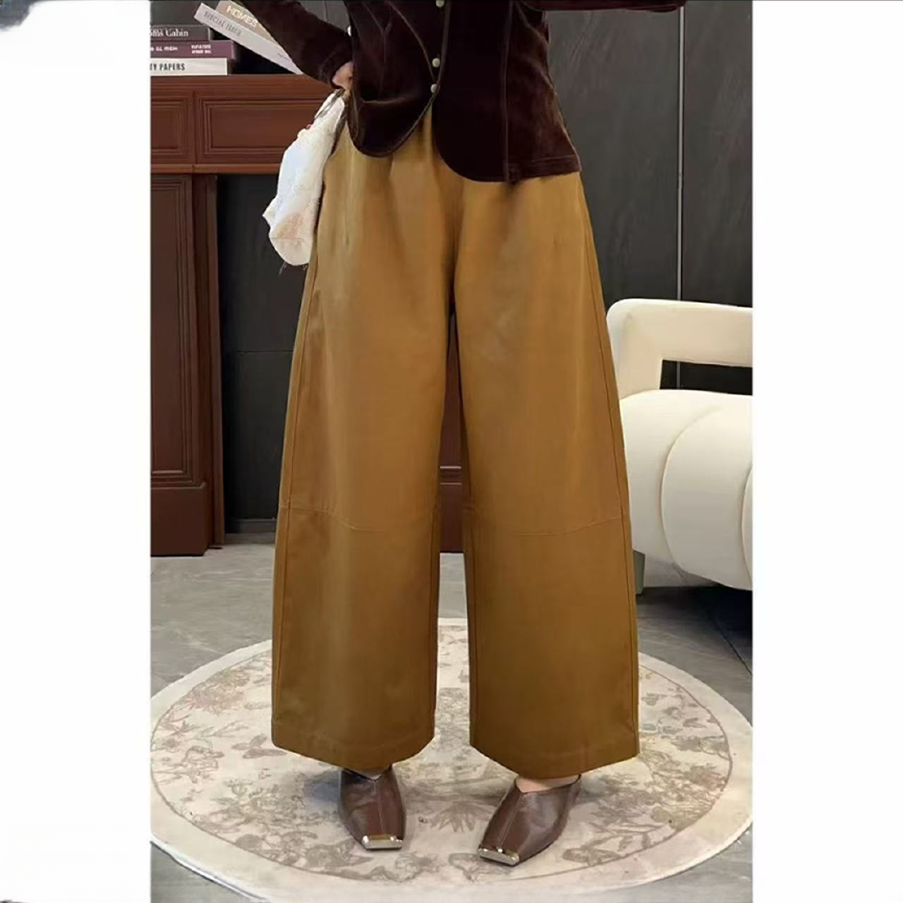 298802锦绸油丝柔阔腿裤通勤时尚百搭气质女装休闲潮流网红