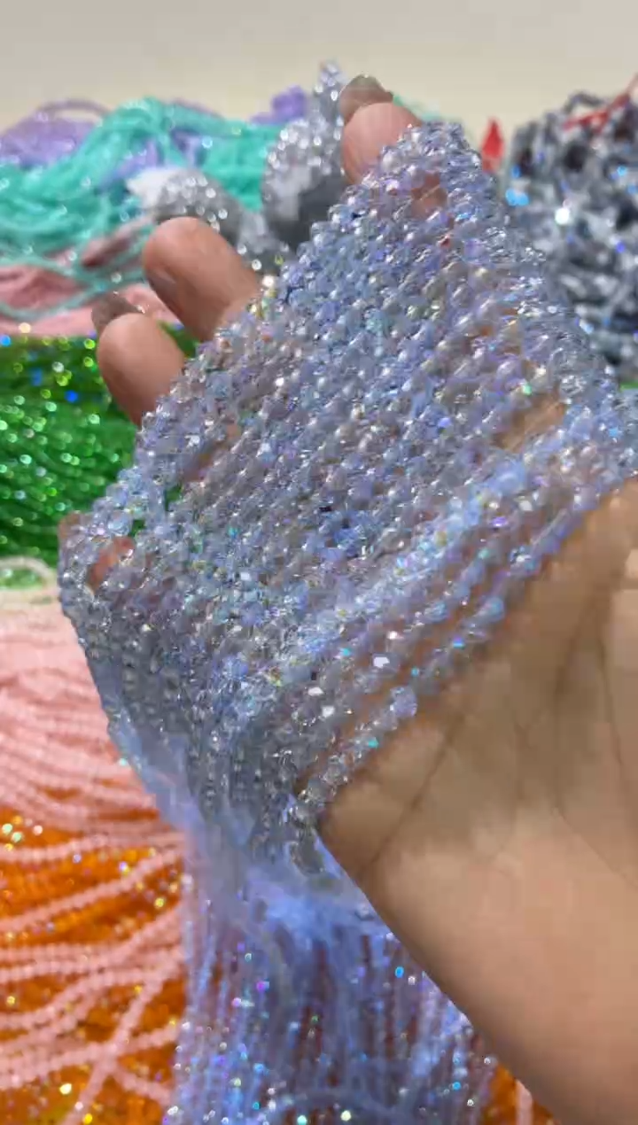 玻璃1750卡2水晶扁10条微光彩海宝蓝