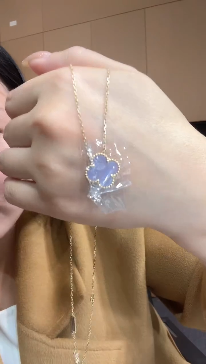 【闪购商品】玛瑙/玉髓套链18K金镶嵌紫色k黄四叶草套链GHJ25版