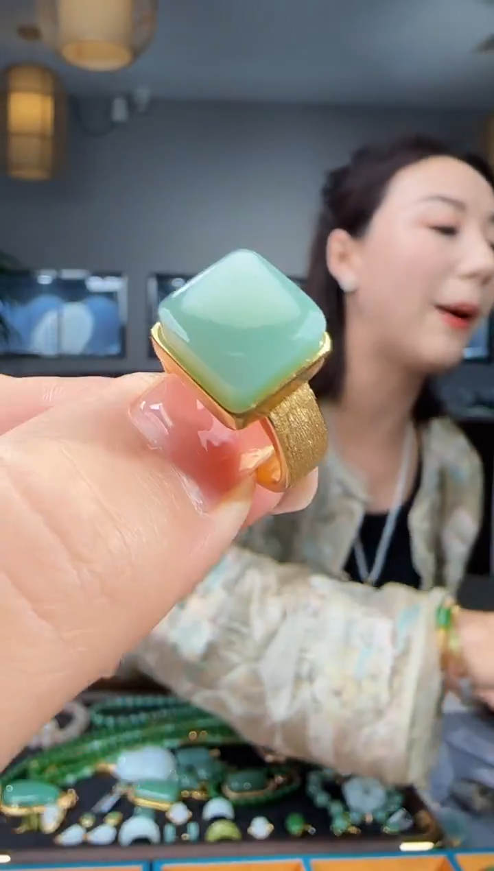 银S925镶嵌戒指和田玉1