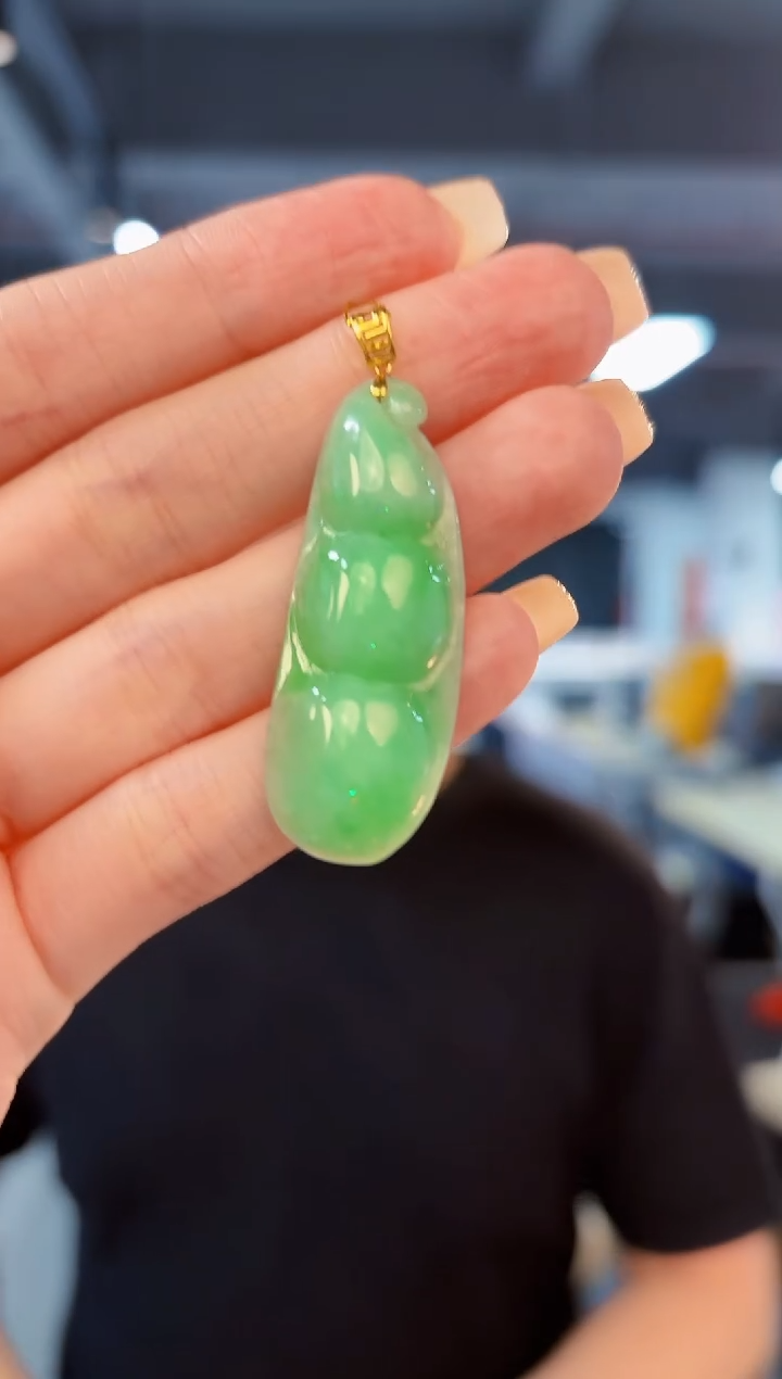 翡翠18K金镶嵌颈饰 缅料A货/支持复检/一件