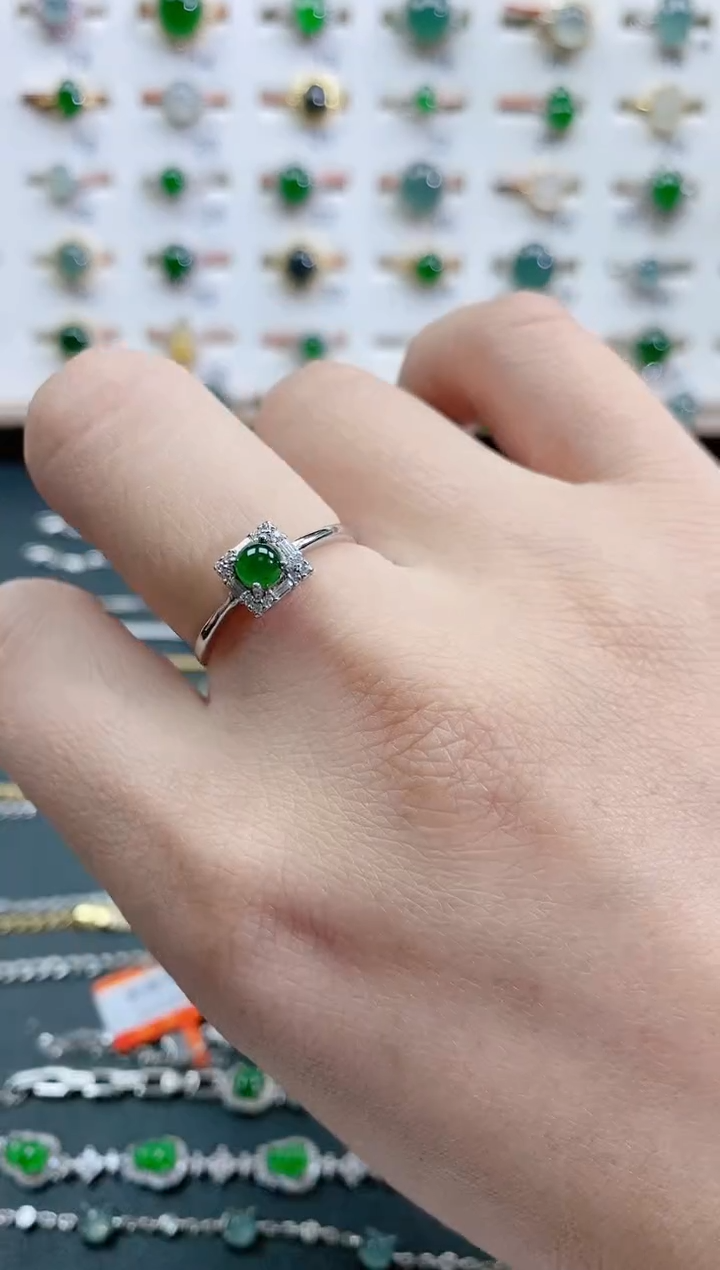 银S925镶嵌戒指翡翠天然翡翠