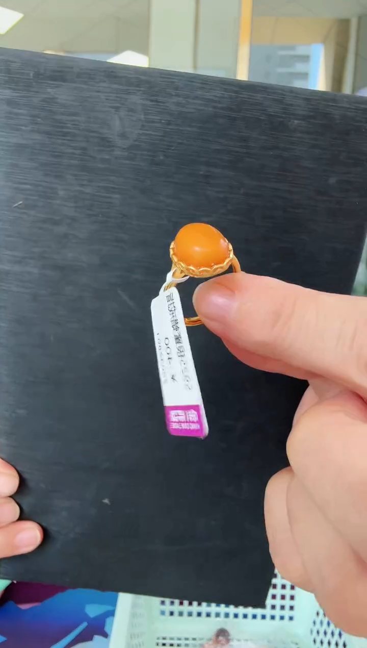银S925镶嵌蜜蜡戒指戒指