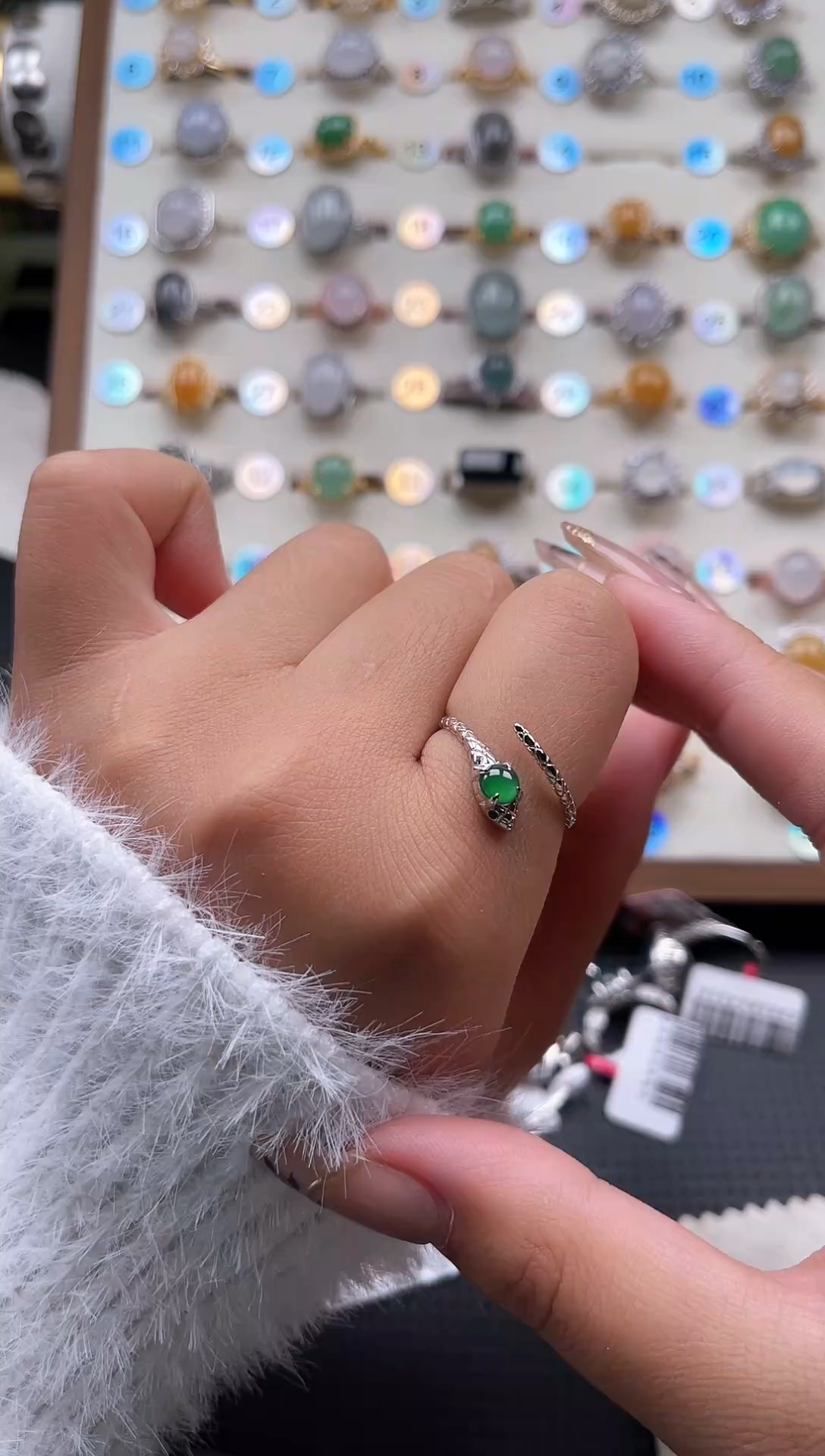 【闪购商品】翡翠戒指银S925镶嵌天然A货翡翠戒指