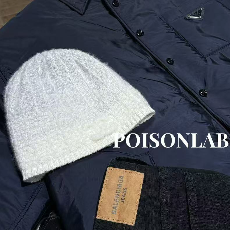 未使用 Chanel/香奈儿 羊毛羊绒白色针织冷帽/PoisonLab