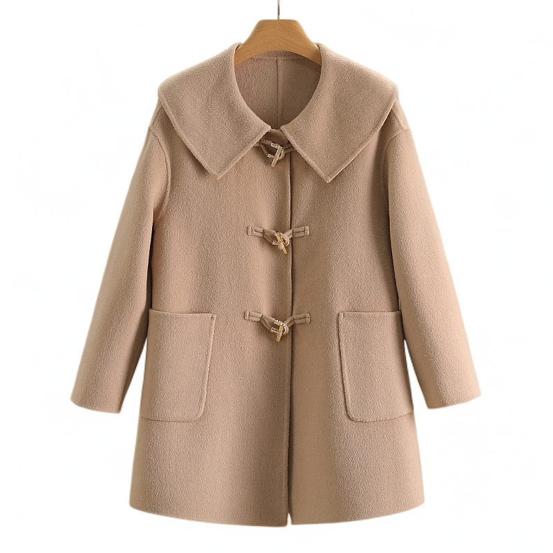 【开播福利】娃娃领宽松纯色双面呢外套#QBY48B003