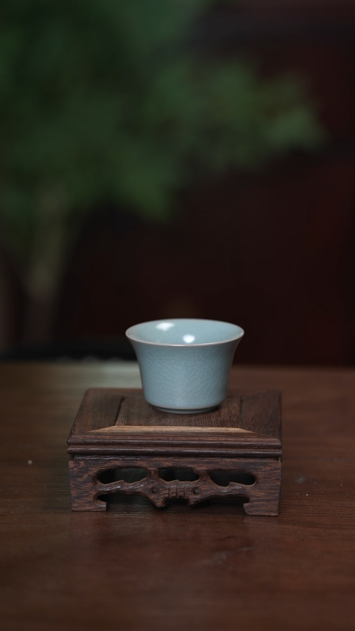 【闪购商品】清凉寺原产地仿古釉手工汝瓷小马蹄杯五个