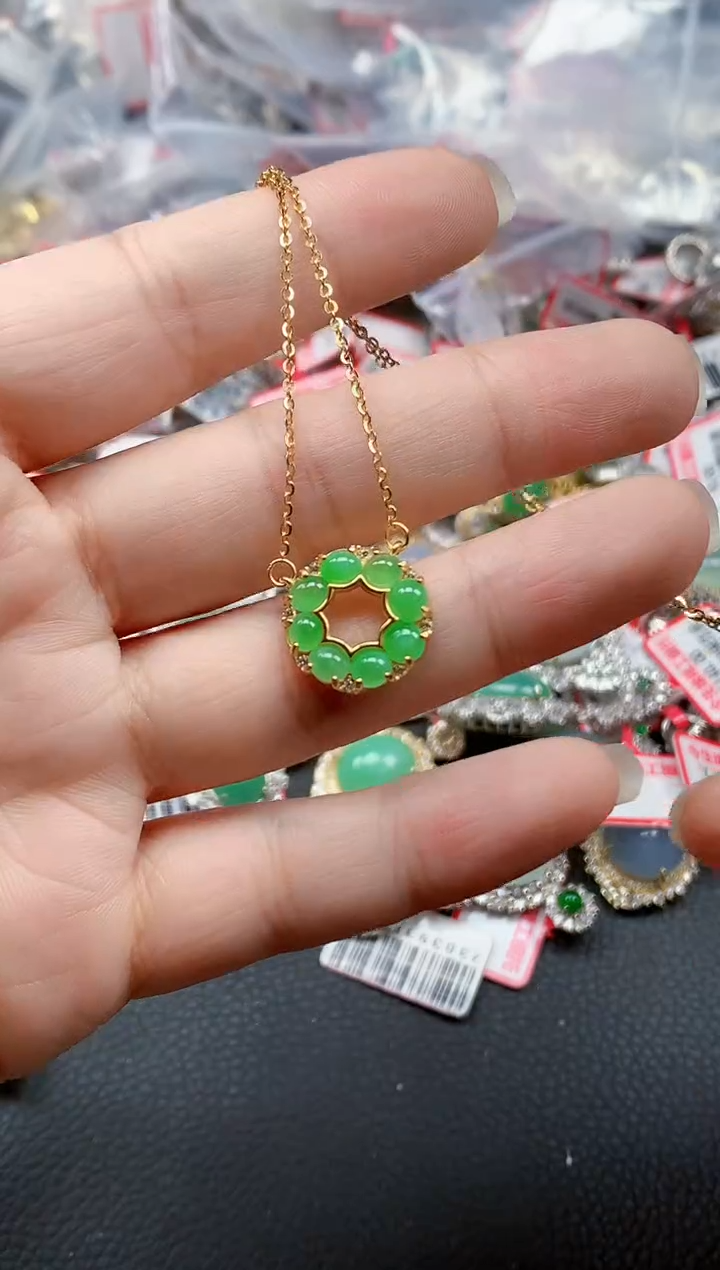 银S925镶嵌戒指翡翠天然A货缅甸翡翠