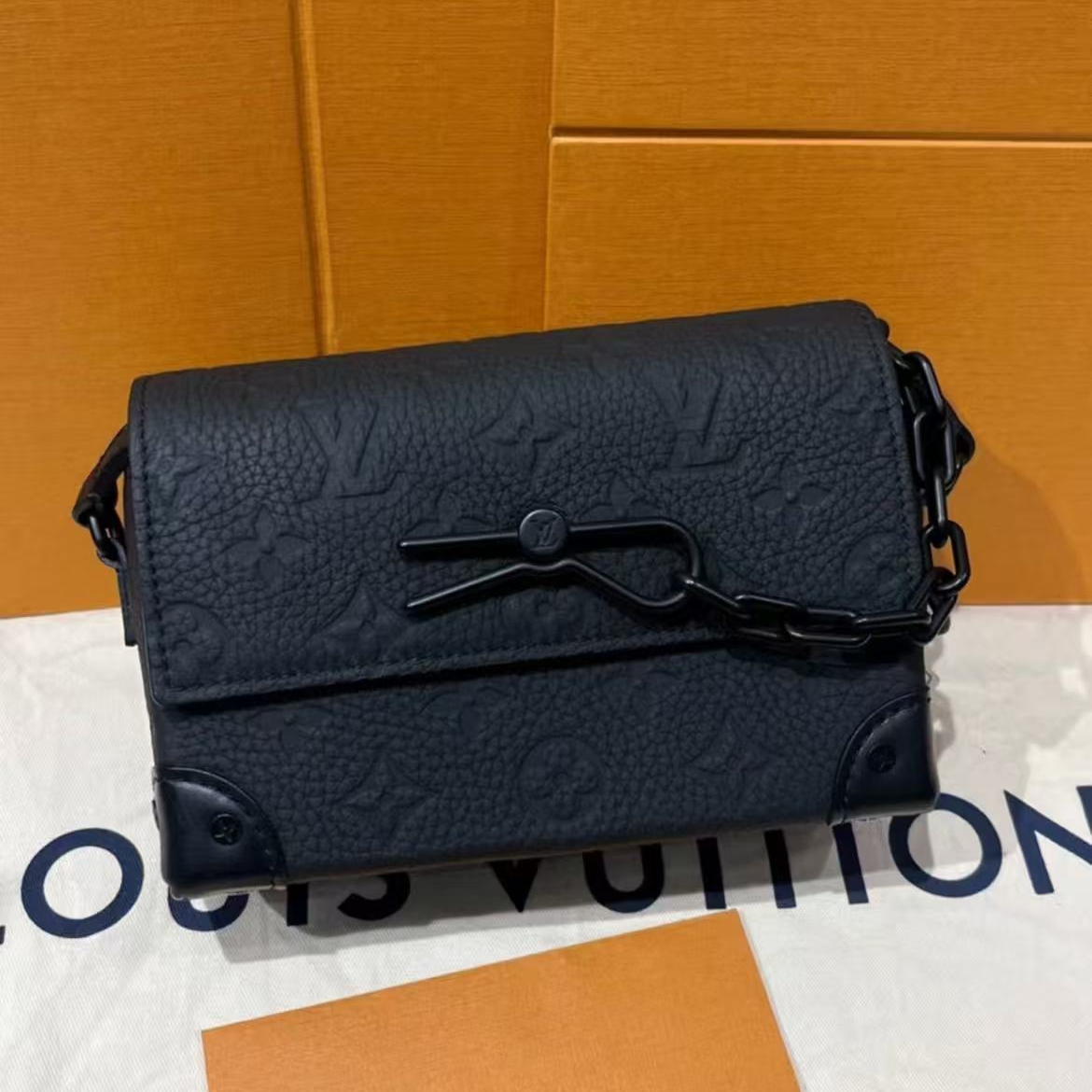 99新 LouisVuitton/路易威登 steamer黑色压纹牛皮芯片款28229196