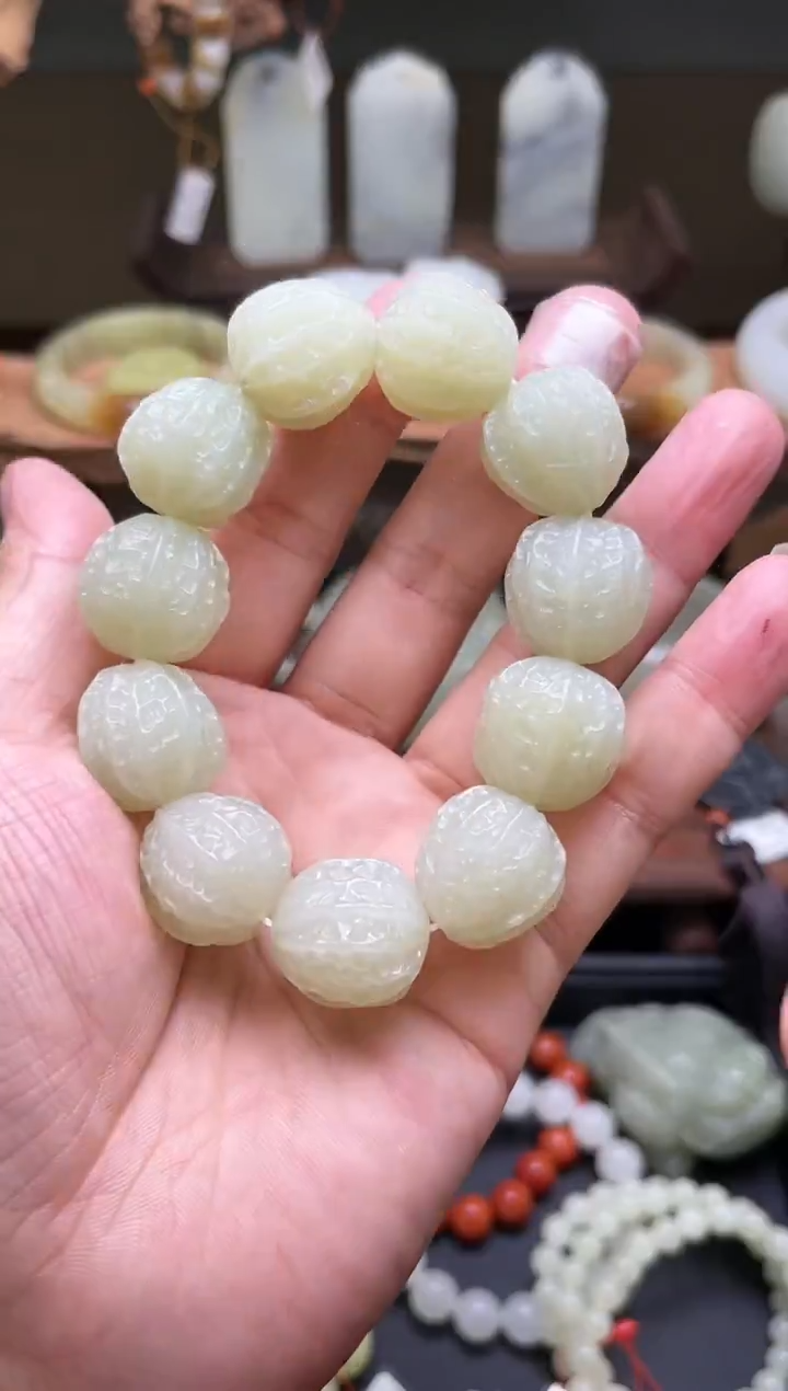 【闪购商品】和田玉手串未镶嵌D卡20且末迪克兰核桃手串