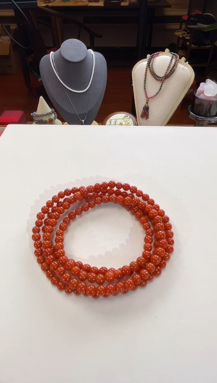 未镶嵌手链南红玛瑙天然南红4圈手链毛衣链多用（送检发货）