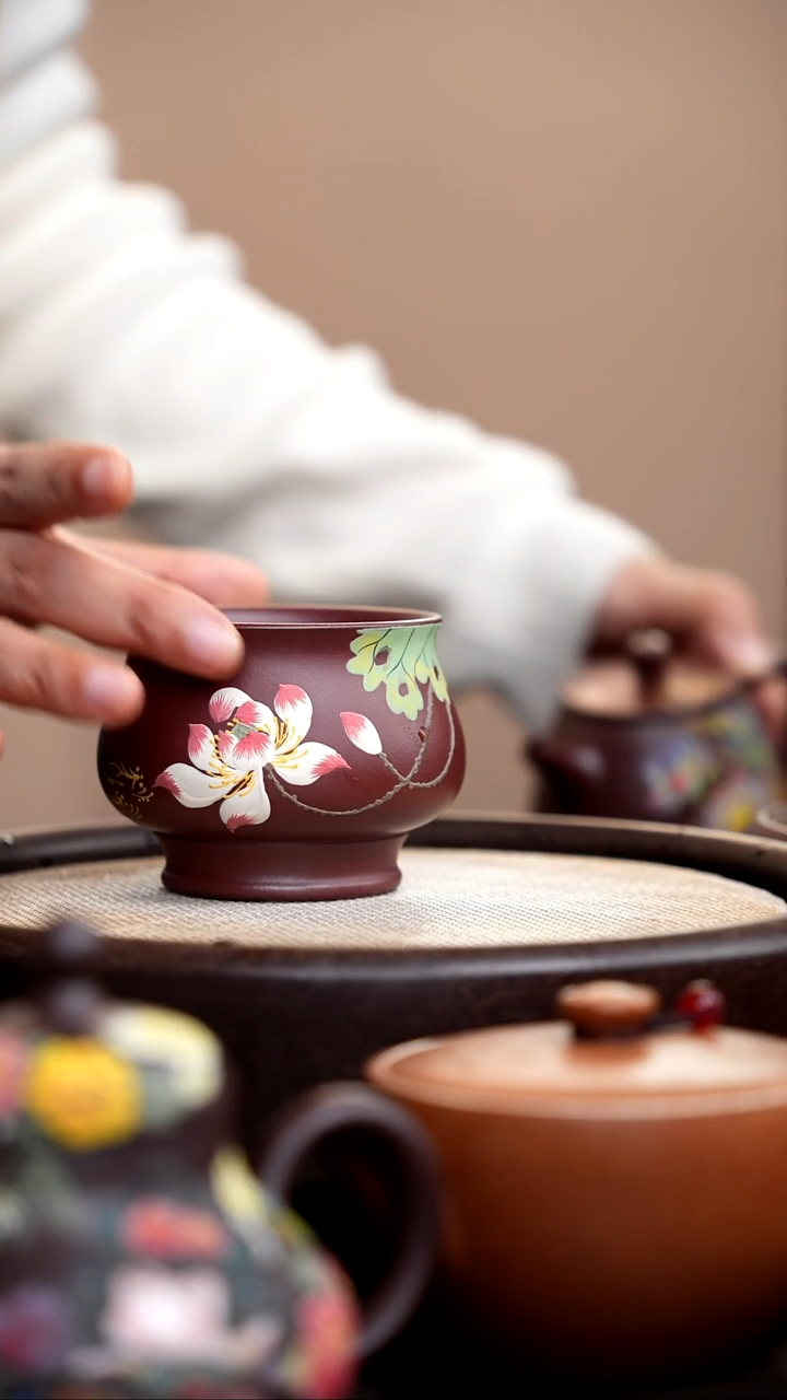 茶壶紫砂紫泥荷花将军杯