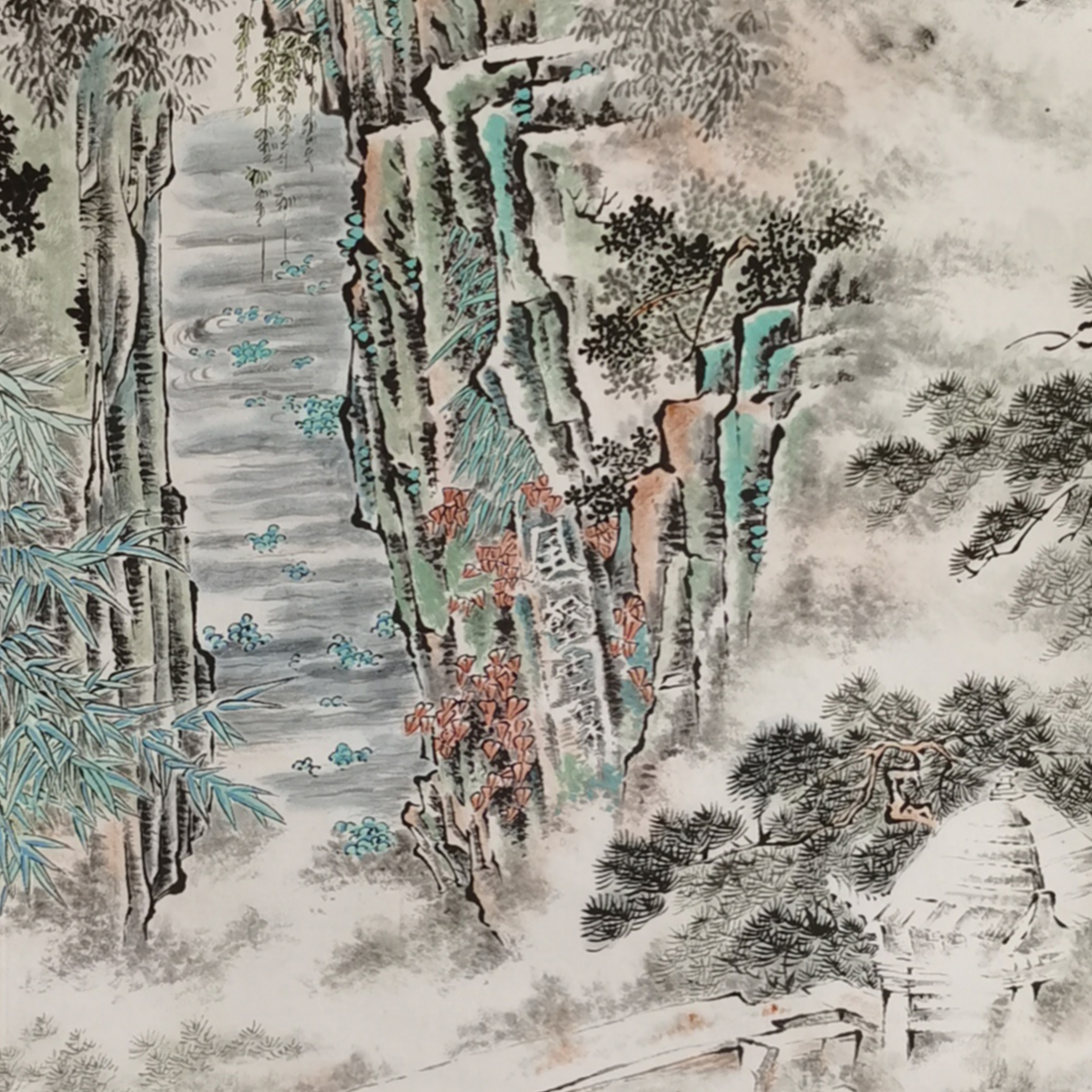 【辽拍】V240617-1-42《山水》（2平尺) 纸本镜片  yy1204t