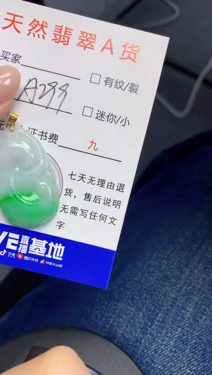 颈饰18K金镶嵌翡翠天然A货缅甸翡翠百元以上9元证书费自理