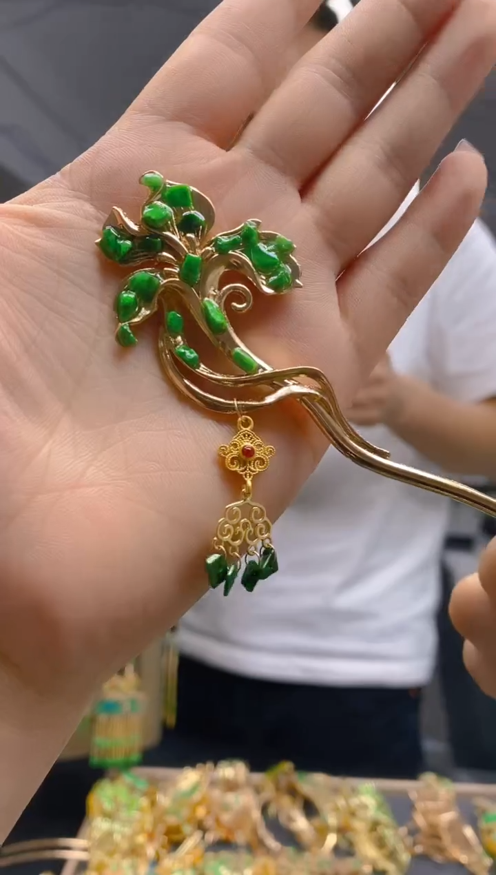 【闪购商品】翡翠耳饰合金0361翡翠发簪