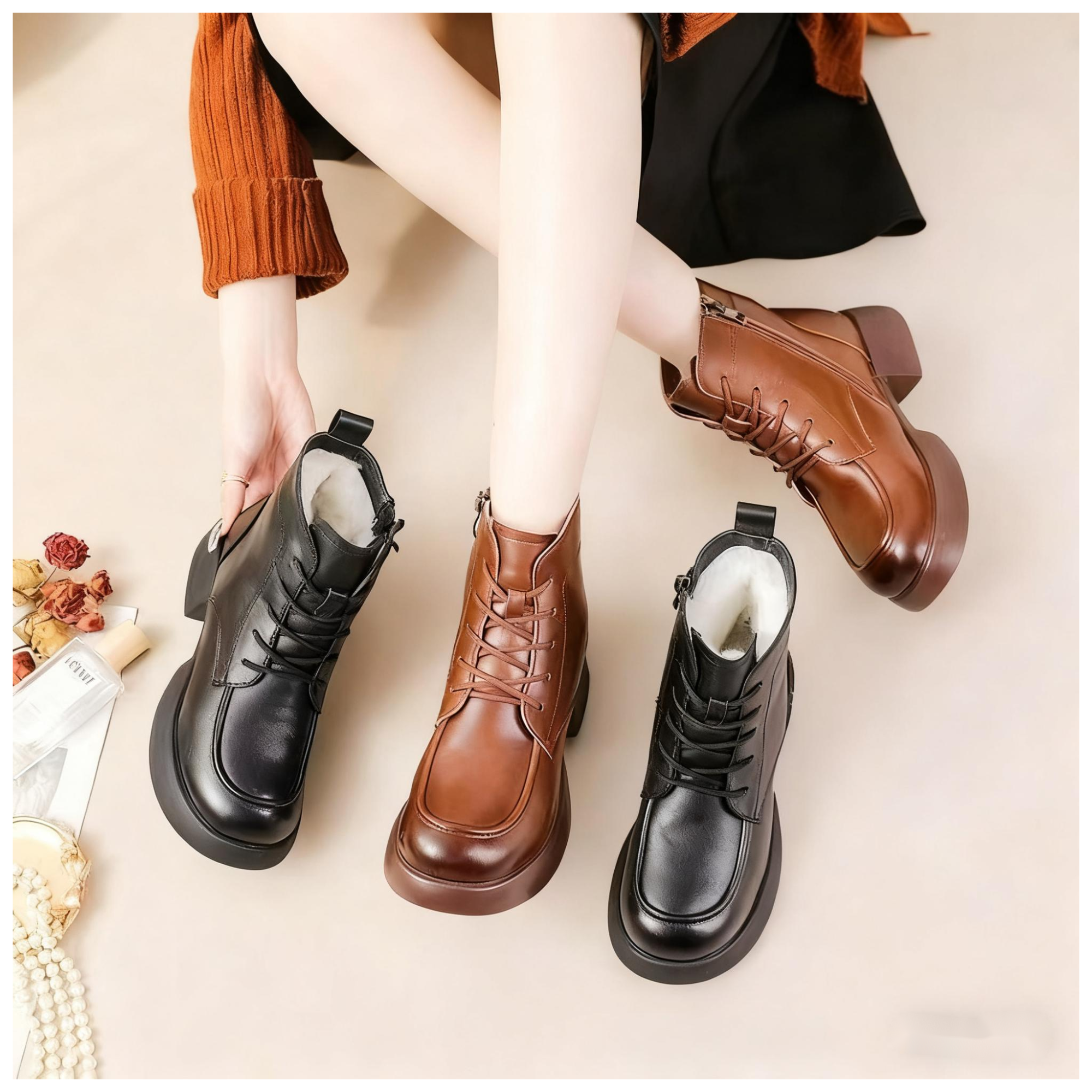 【有运费险】2025新款软皮英伦风秋冬休闲百搭冬款圆头复古马丁靴B