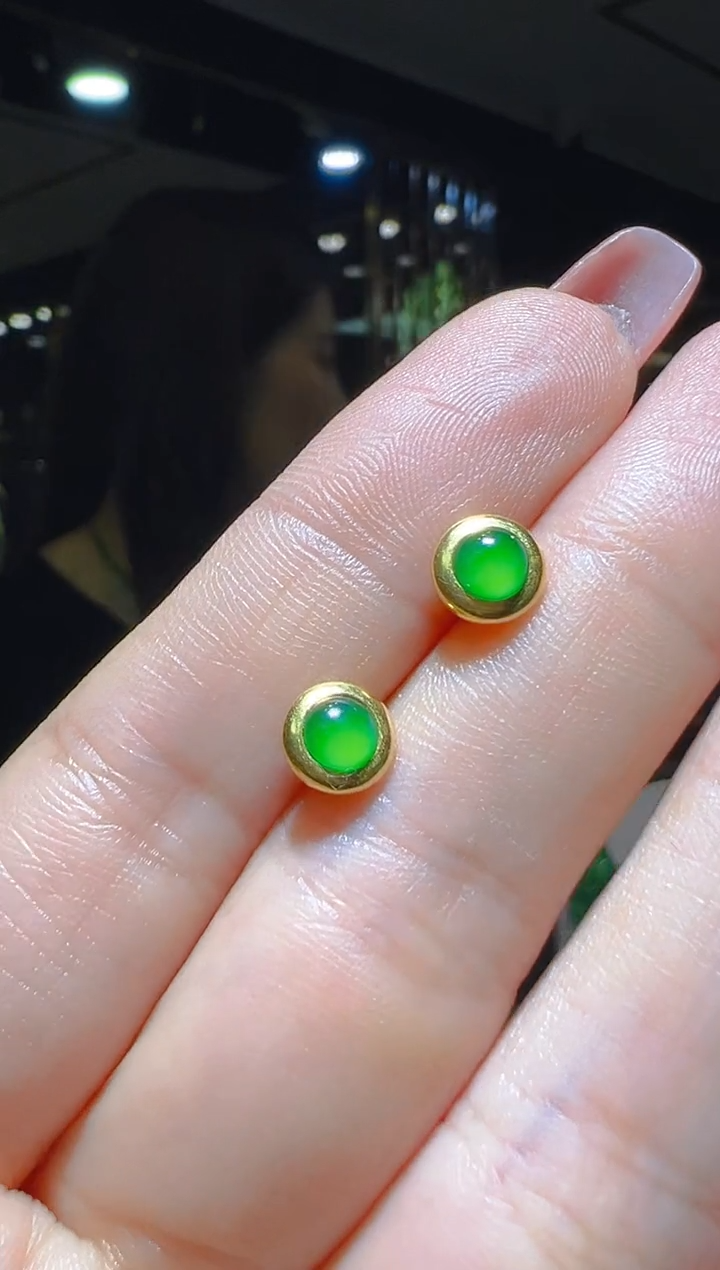 【闪购商品】翡翠耳饰18K金镶嵌041（多样性发货）