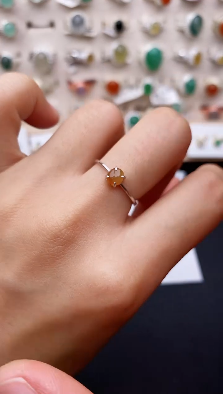 【闪购商品】翡翠戒指银S925镶嵌缅甸翡翠