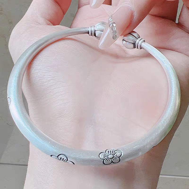 F520足银雕花南瓜对珠开口 克重约26g