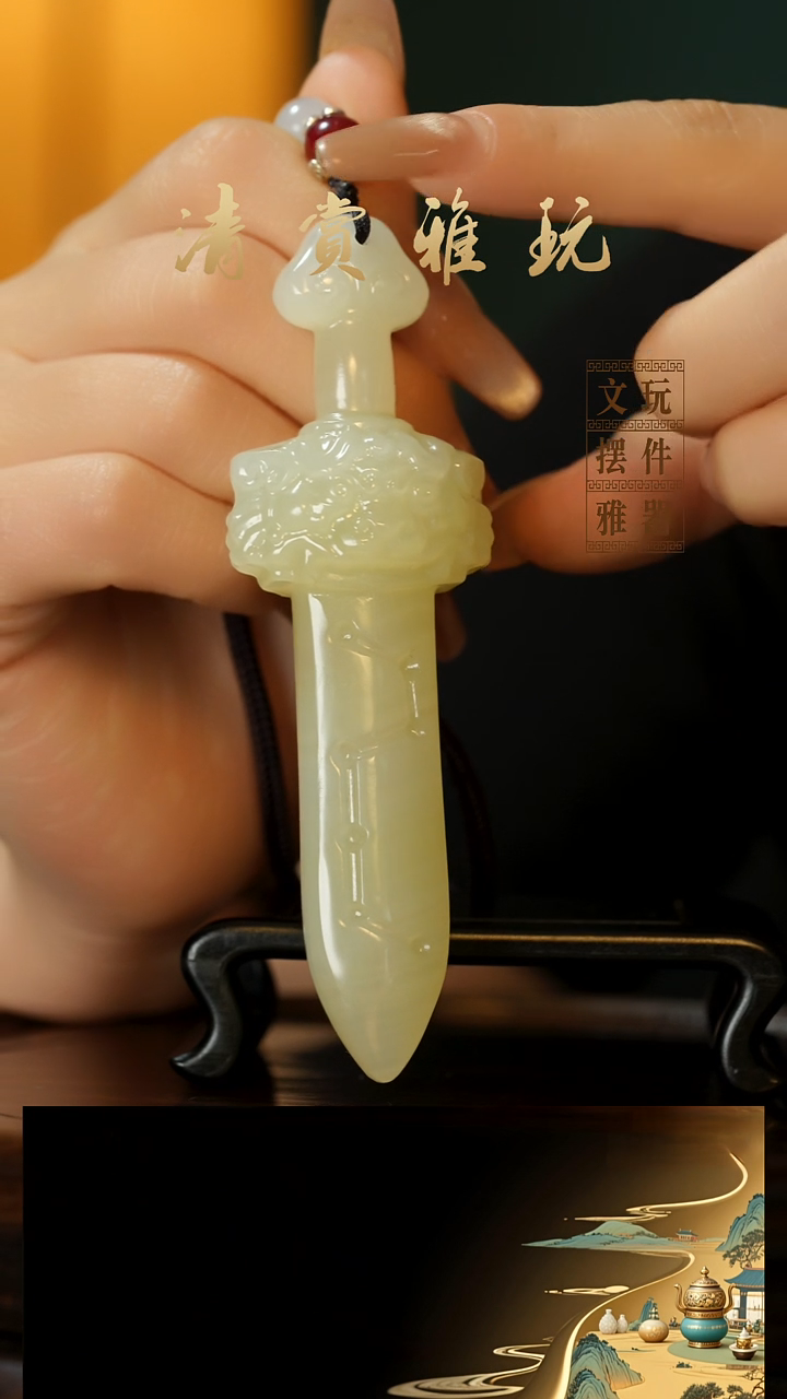 玉《七星剑》手把件摆件