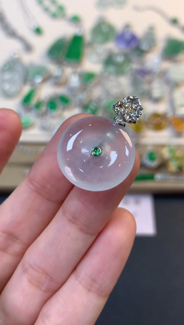 翡翠18K金镶嵌吊坠(不含链)平安扣吊坠4980