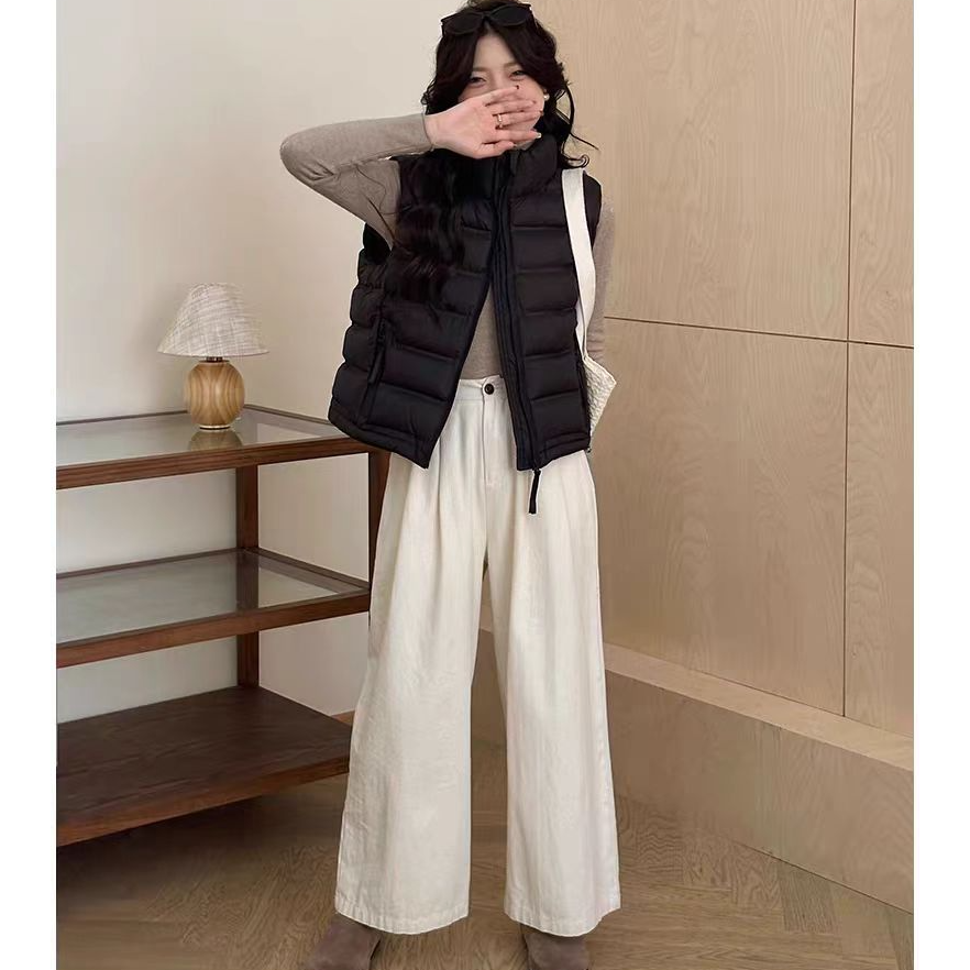 时尚洋气排骨羽绒棉服马甲女款外穿2025新款爆款立领无袖背心马夹