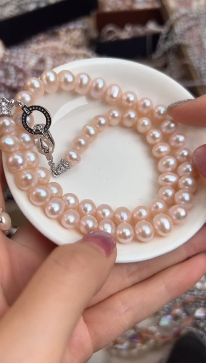 未镶嵌33淡水珍珠无核*强光珍珠项链9mm+
