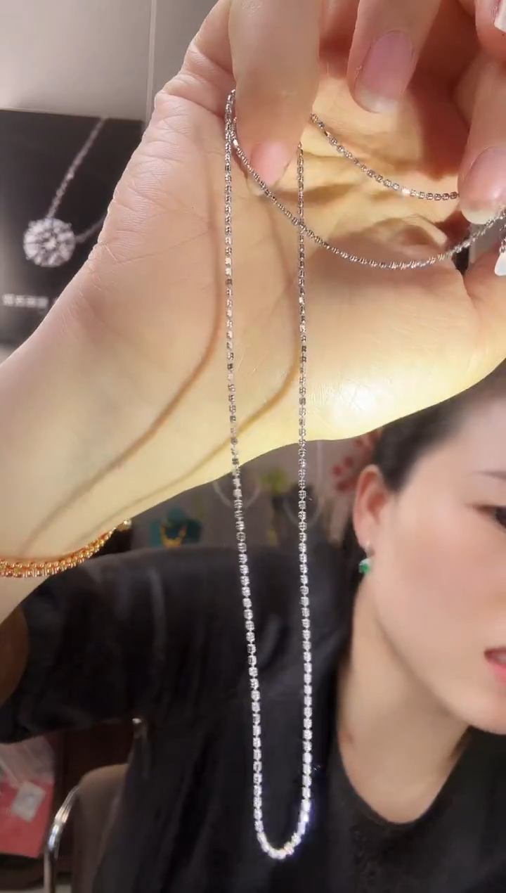 主播定制链接银色系豆豆链子