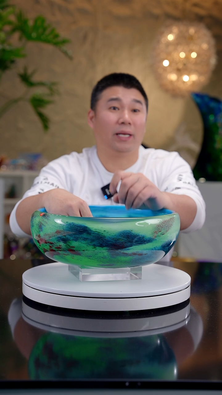 手工艺品琉璃o****猫莫奈花园设计款大果盘