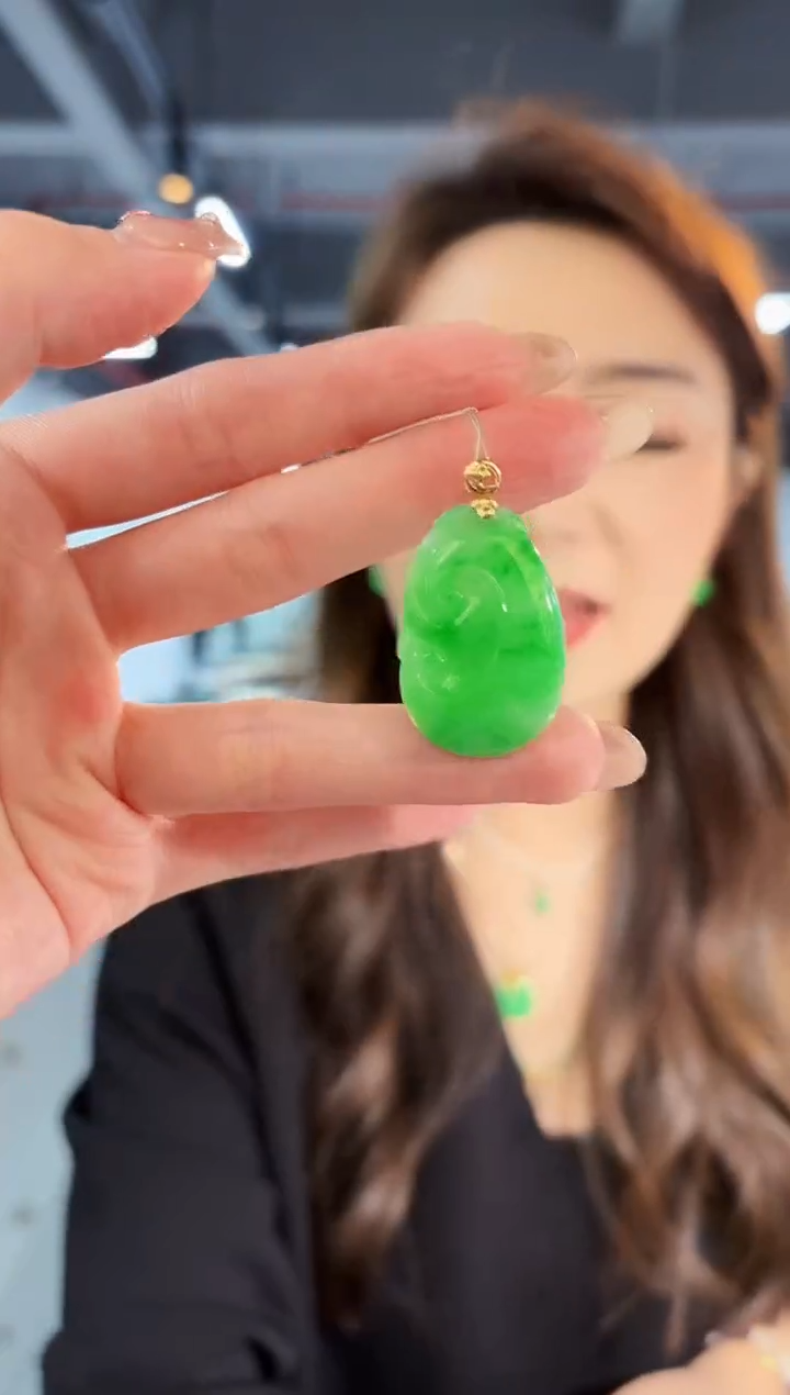 【闪购商品】翡翠颈饰18K金镶嵌缅料A货/支持复检/一件