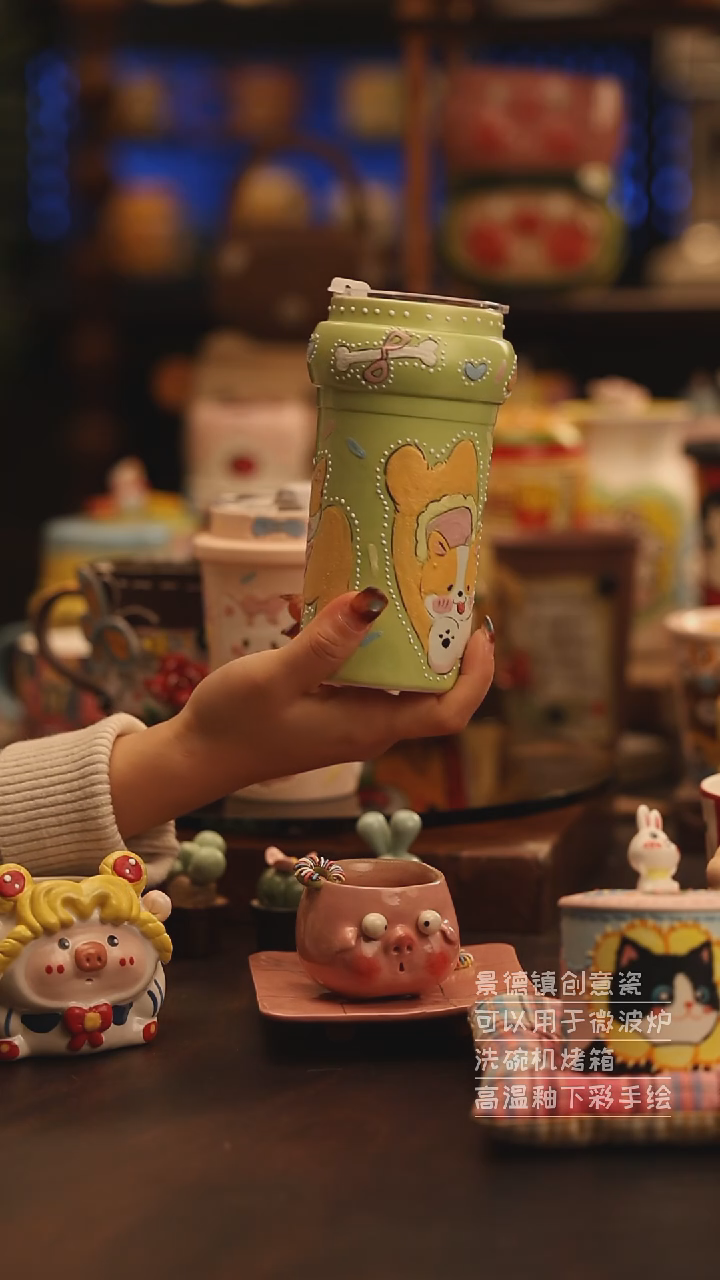 陶瓷景德镇可爱陶瓷釉下彩绘设计师款