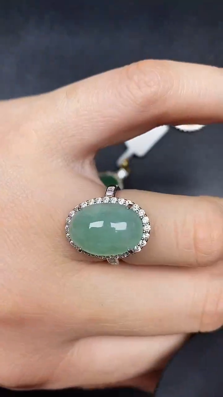 银S925镶嵌戒指翡翠3500