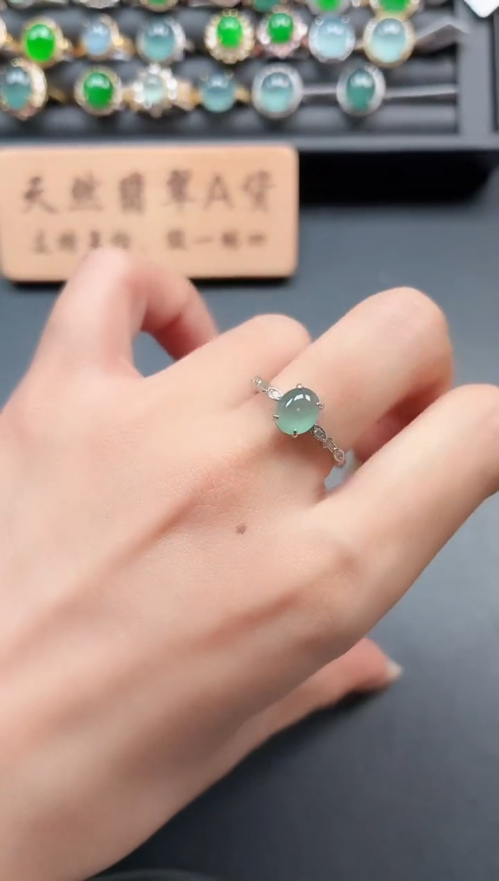 银S925镶嵌戒指翡翠111